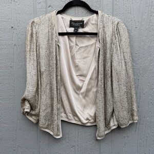 St. John Metallic Knit Silk Cardigan